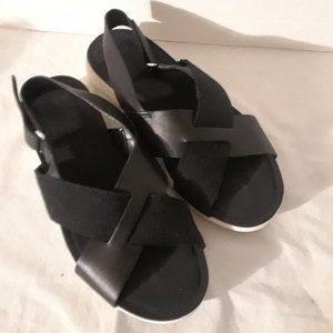 Naturalizer-Crisscross Sandal- Leather and Fabric-Black